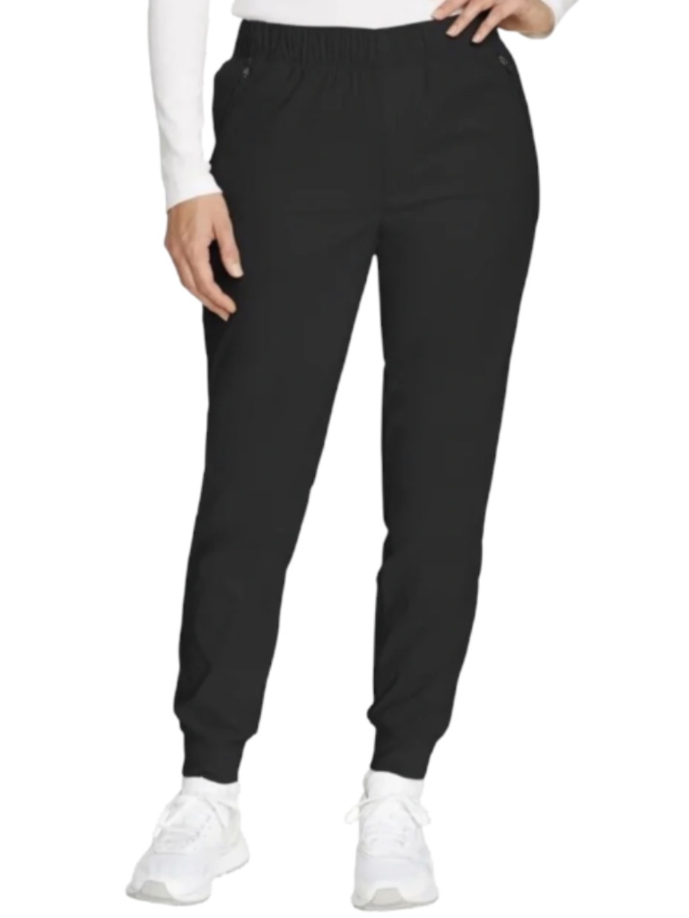 Eddie Bauer Womens Black Fleece Lined Elastic Waist Jogger Pants 16